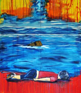 Ausstellung KRIEG EineWeltHaus - Alan Kurdi